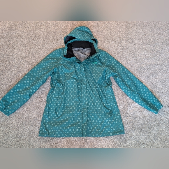 The North Face Resolve Rain Jacket Womens XL Diamond Print Green DryVent - Picture 2 of 10